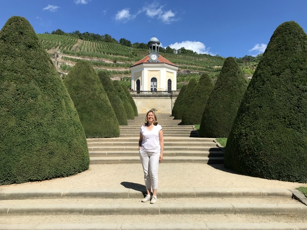 Heather at Schloss Wackerbarth winery near Dresden, Saxony, Germany Photo Heatheronhertravels.com