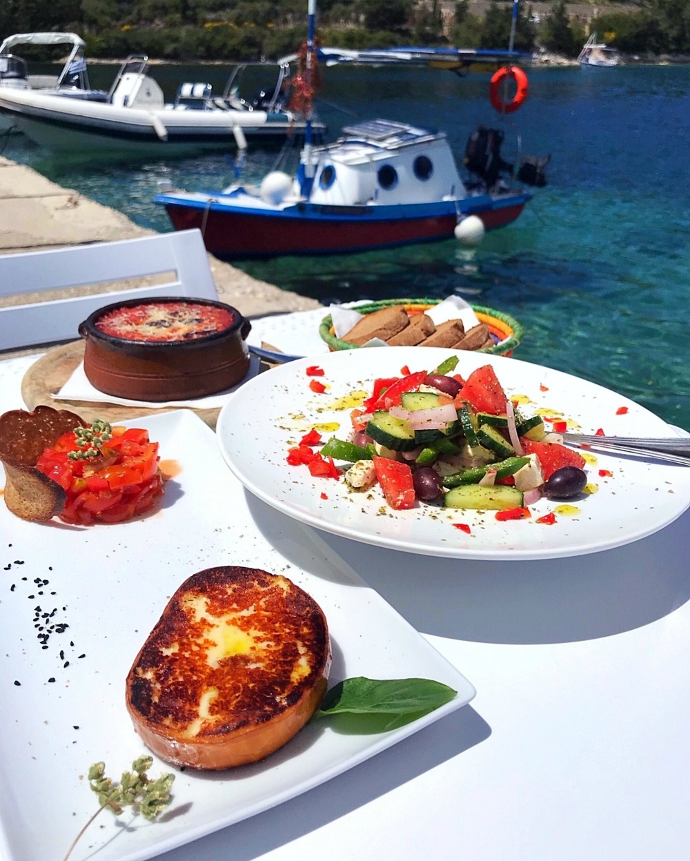 Lunch at Carnayo Gold at Mongonissi bay in Paxos Photo Heatheronhertravels.com