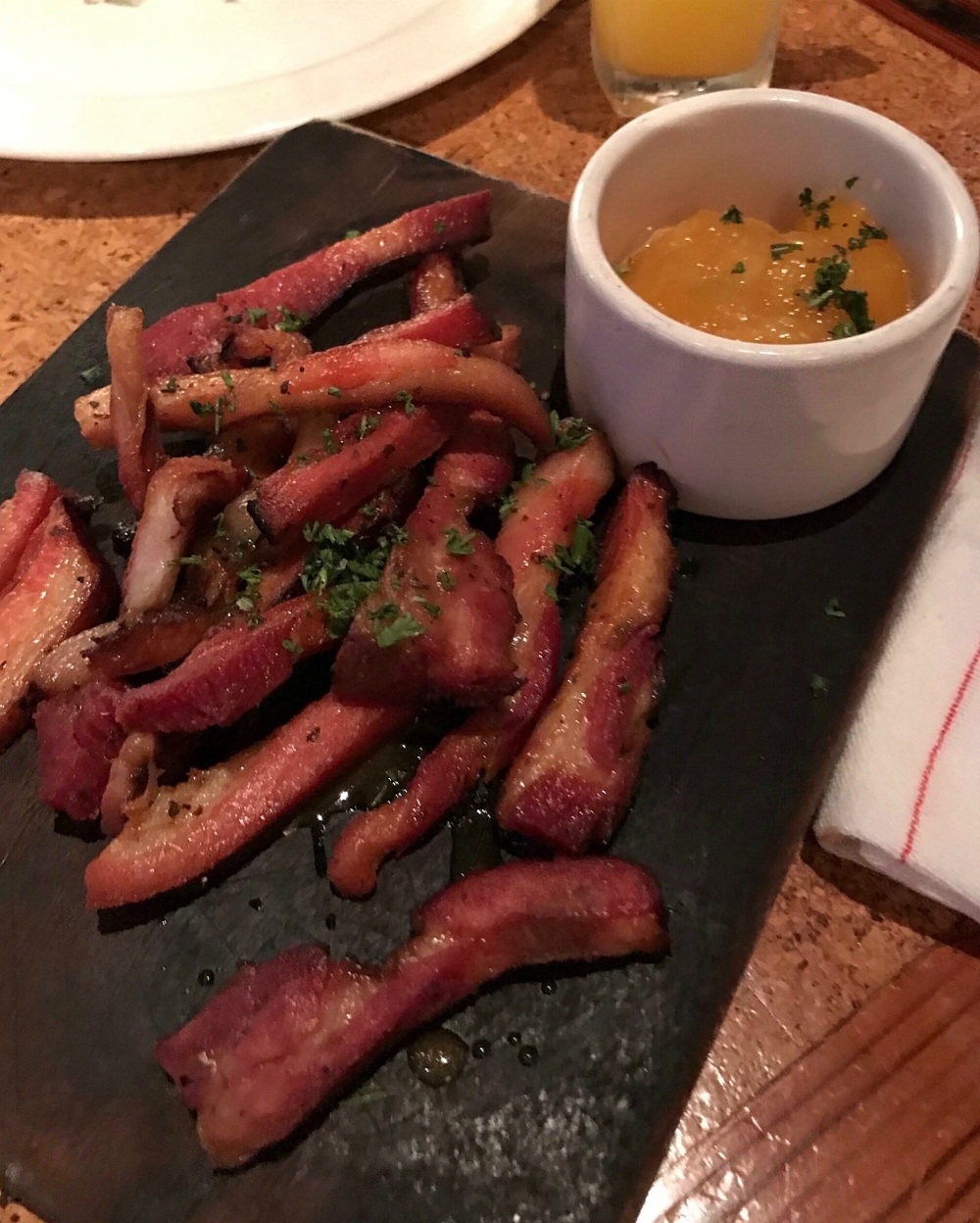 Pork belly with peach chutney at Central in Montgomery Alabama Photo Heatheronhertravels