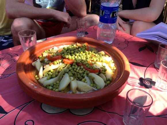 Enjoying our Moroccan tagine at Paradise Valley in Morocco Photo Heatheronhertravels.com