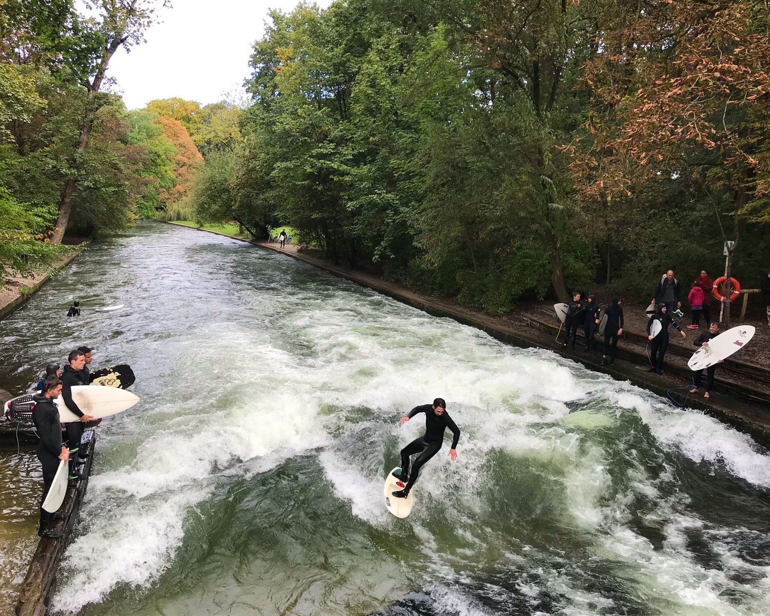 Surfers on the Eisenach in Munich, Germany