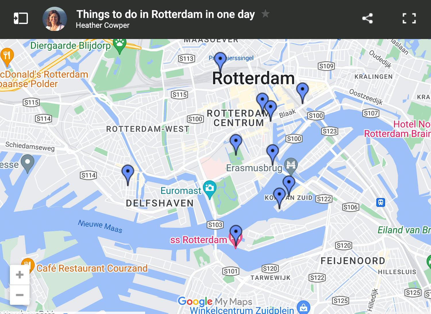 Map of Things to do in Rotterdam by Heatheronhertravels.com