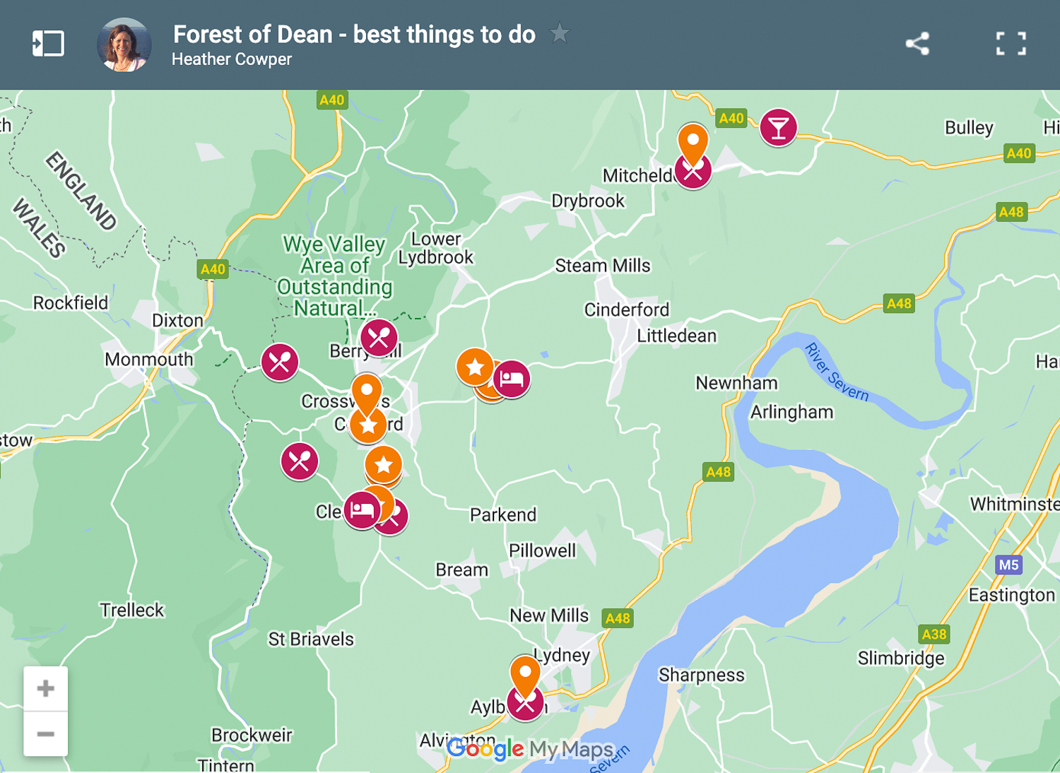 Map of Things to do in the Forest of Dean by Heatheronhertravels.com
