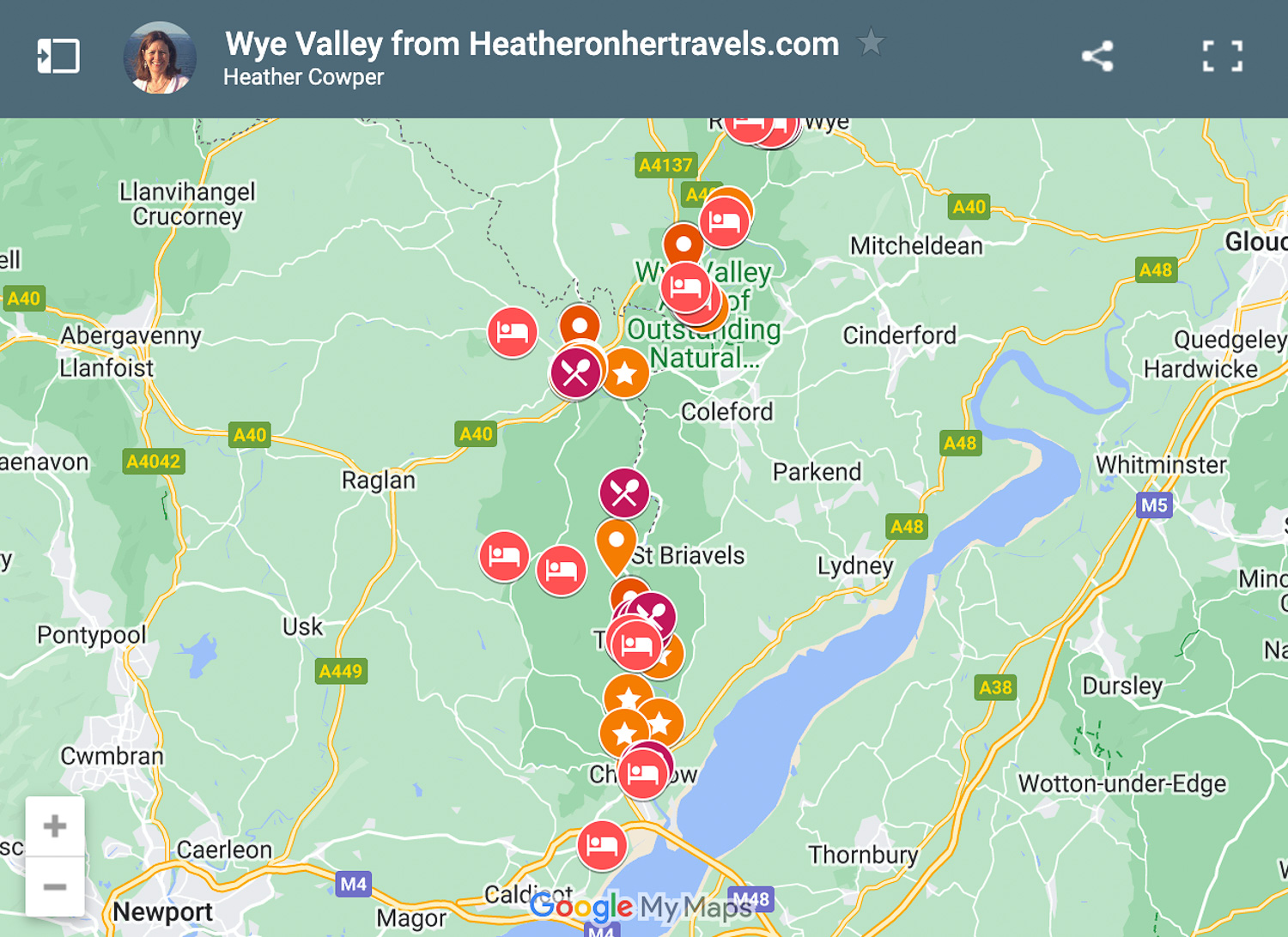 Map of Wye Valley by Heatheronhertravels.com