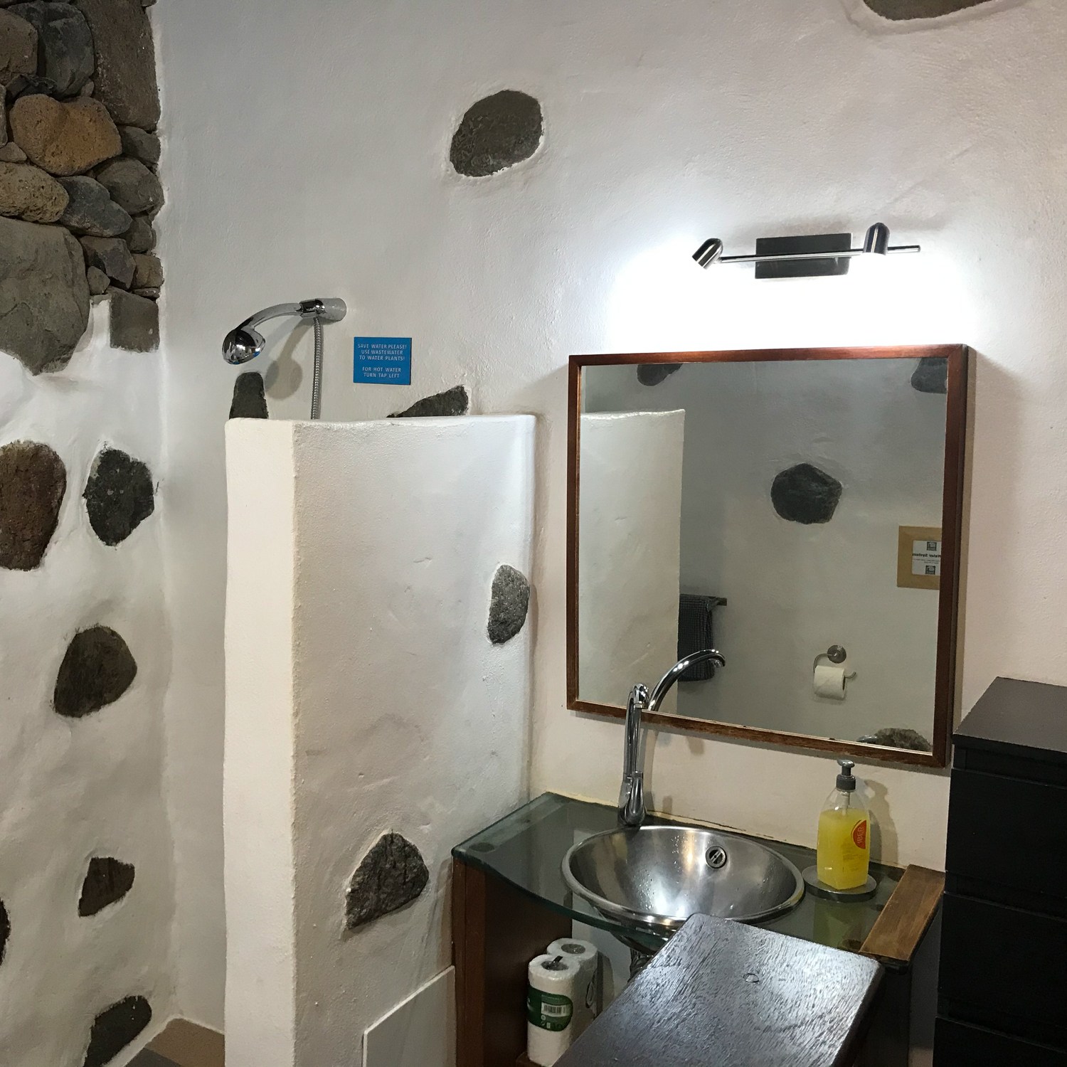 Bathroom at Eco casita - Finca de Arrieta with Lanzarote Retreats Photo: Heatheronhertravels.com