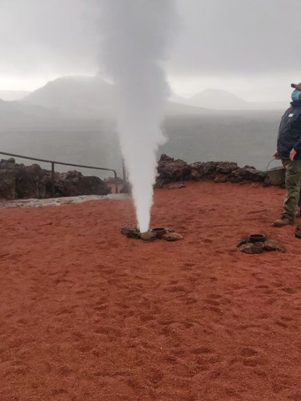 The geyser in Timanfaya National Park