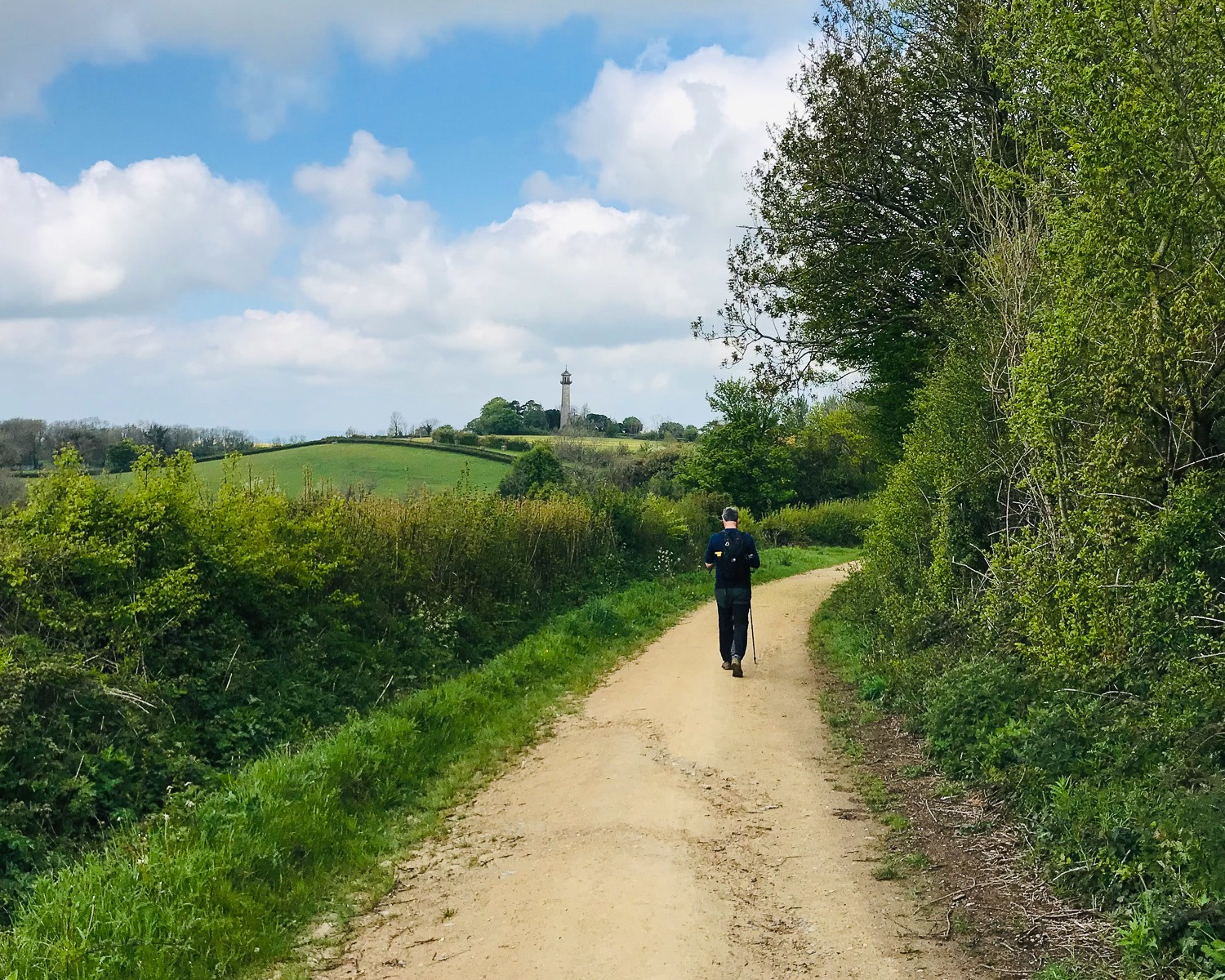 Somerset Monument in the distance on the Cotswold Way