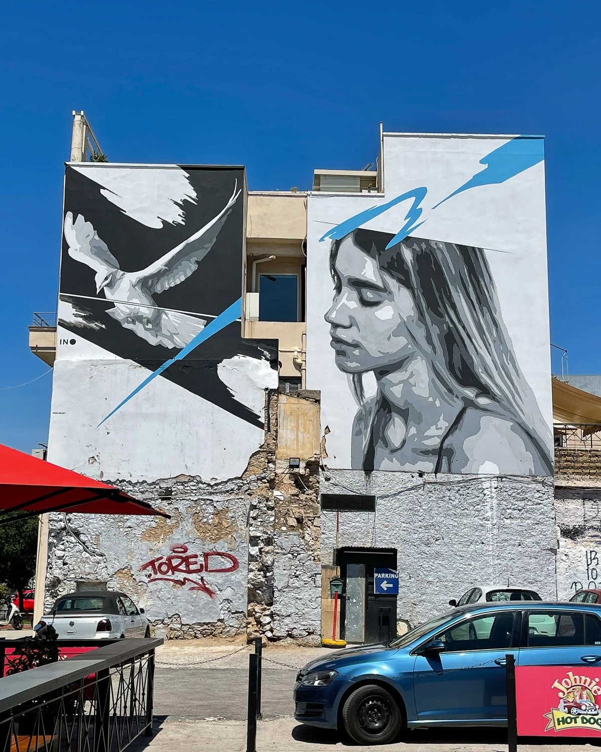 Mural by INO in Gazi, Athens Photo Heatheronhertravels.com