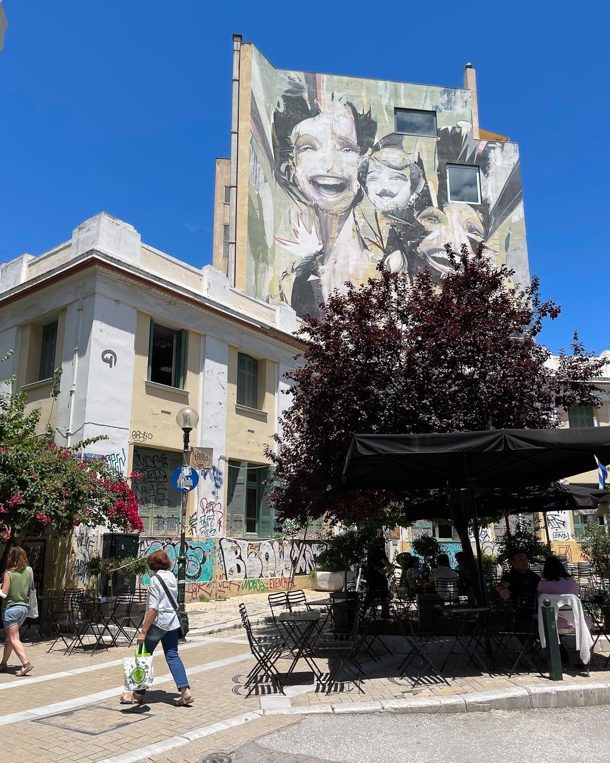 Mural in Hero's Square, Psiri Athens by Vasmou Photo: Heatheronhertravels.com