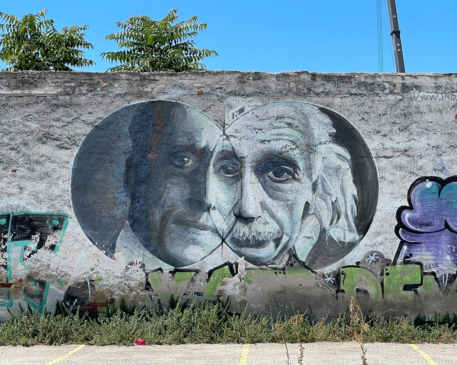 Mural of Caratheodory and Einstein by INO in Gazi, Athens - Photo Heatheronhertravels.com