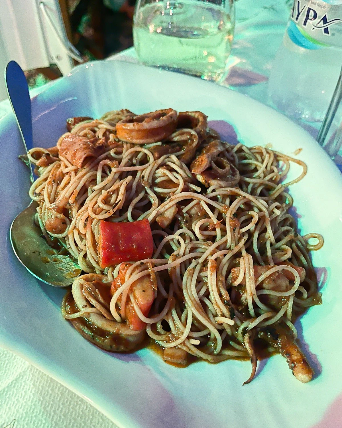 Seafood at Linarakia Panormos beach, Skopelos Greece