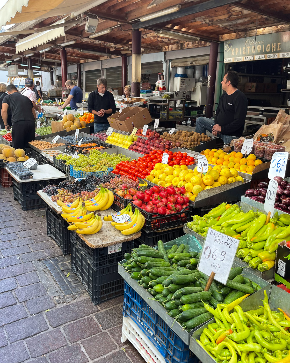 Veg stalls at the Central Market Athens Photo: Heatheronhertravels.com