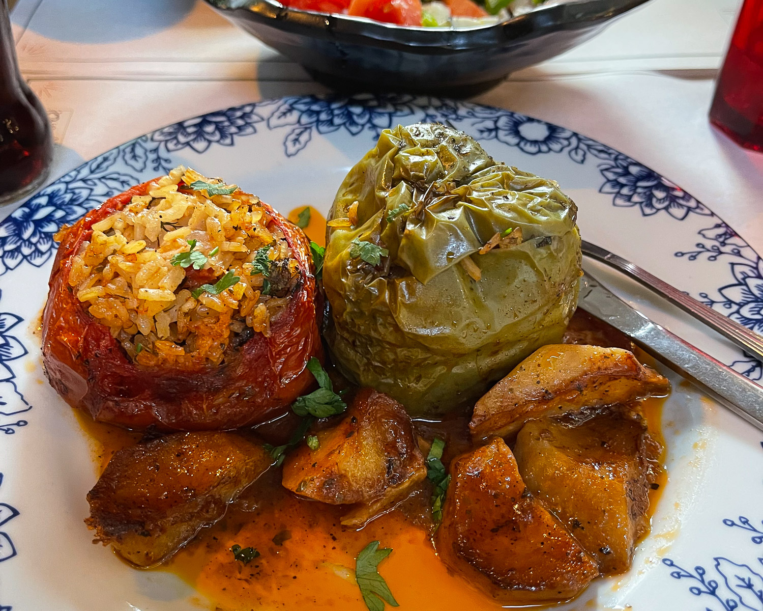 Stuffed peppers in Athens Greece Photo Heatheronhertravels.com