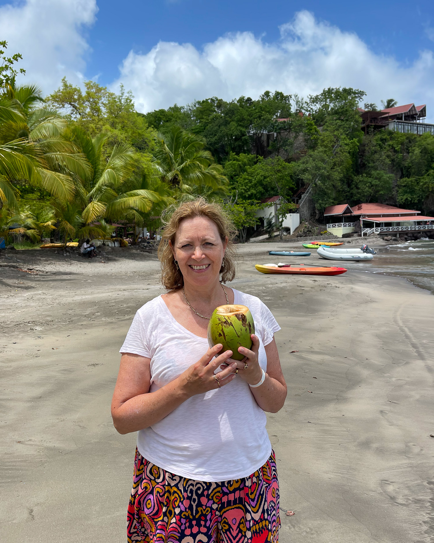 Fresh coconut on Anse Cochon beach Photo Heatheronhertravels.com