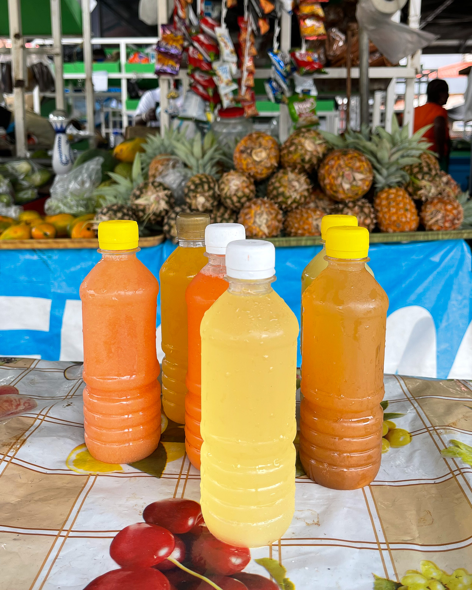 Fruit juices Castries Market Saint Lucia Photo Heatheronhertravels.com