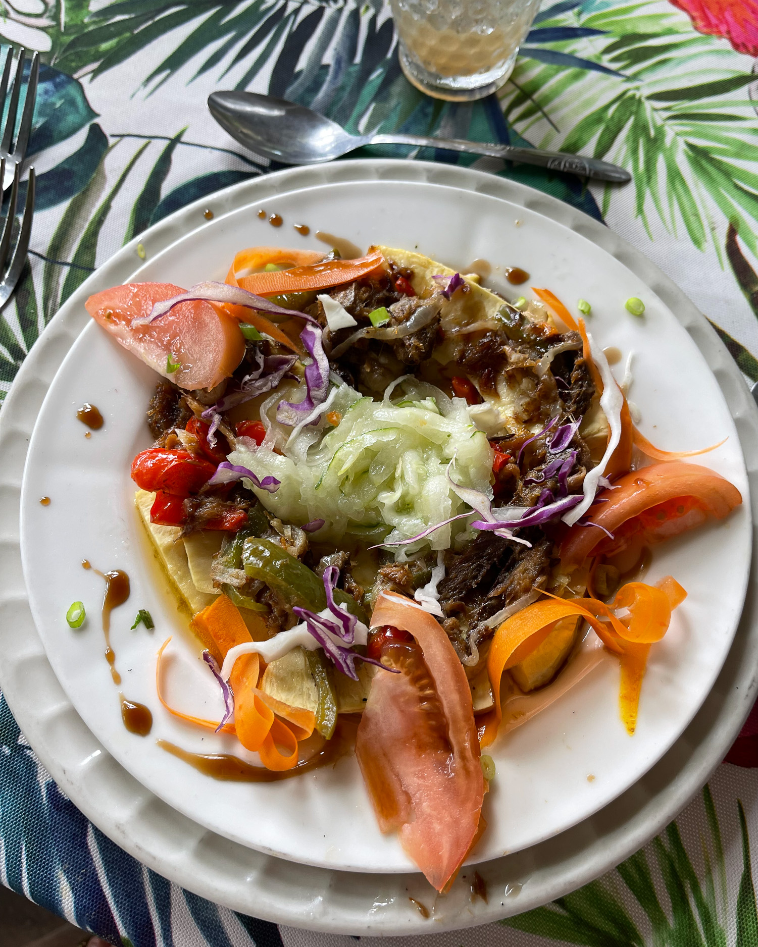 Smoked herring and breadfruit at Pink Plantation Saint Lucia