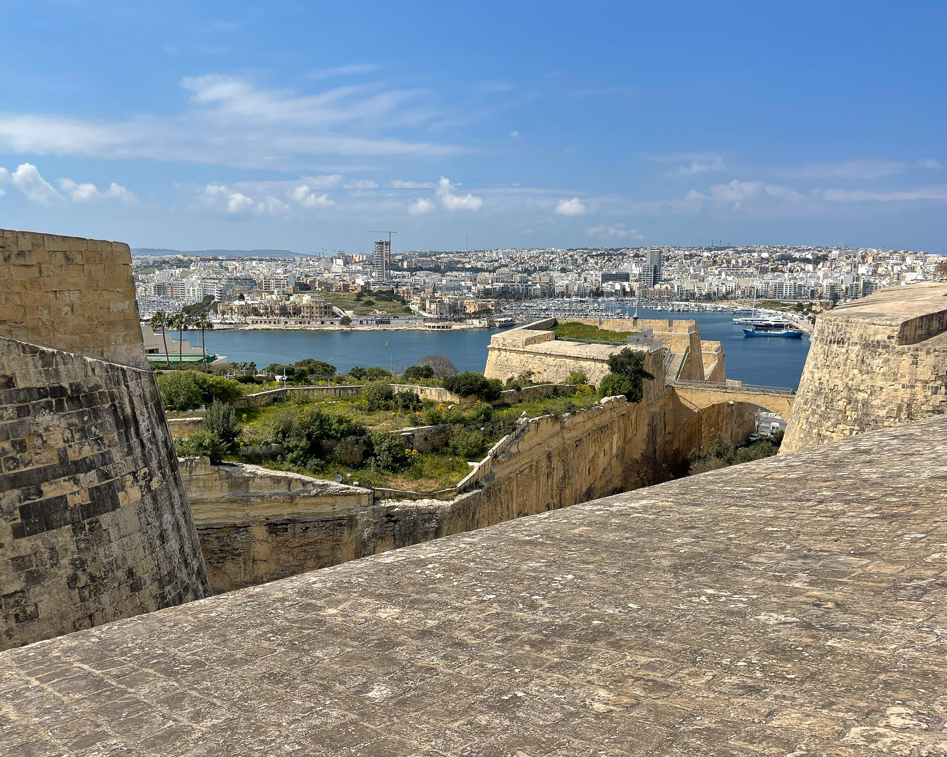 Views from St Michael's Bastion over Marsamxett Harbour Valletta Photo Heatheronhertravels.com