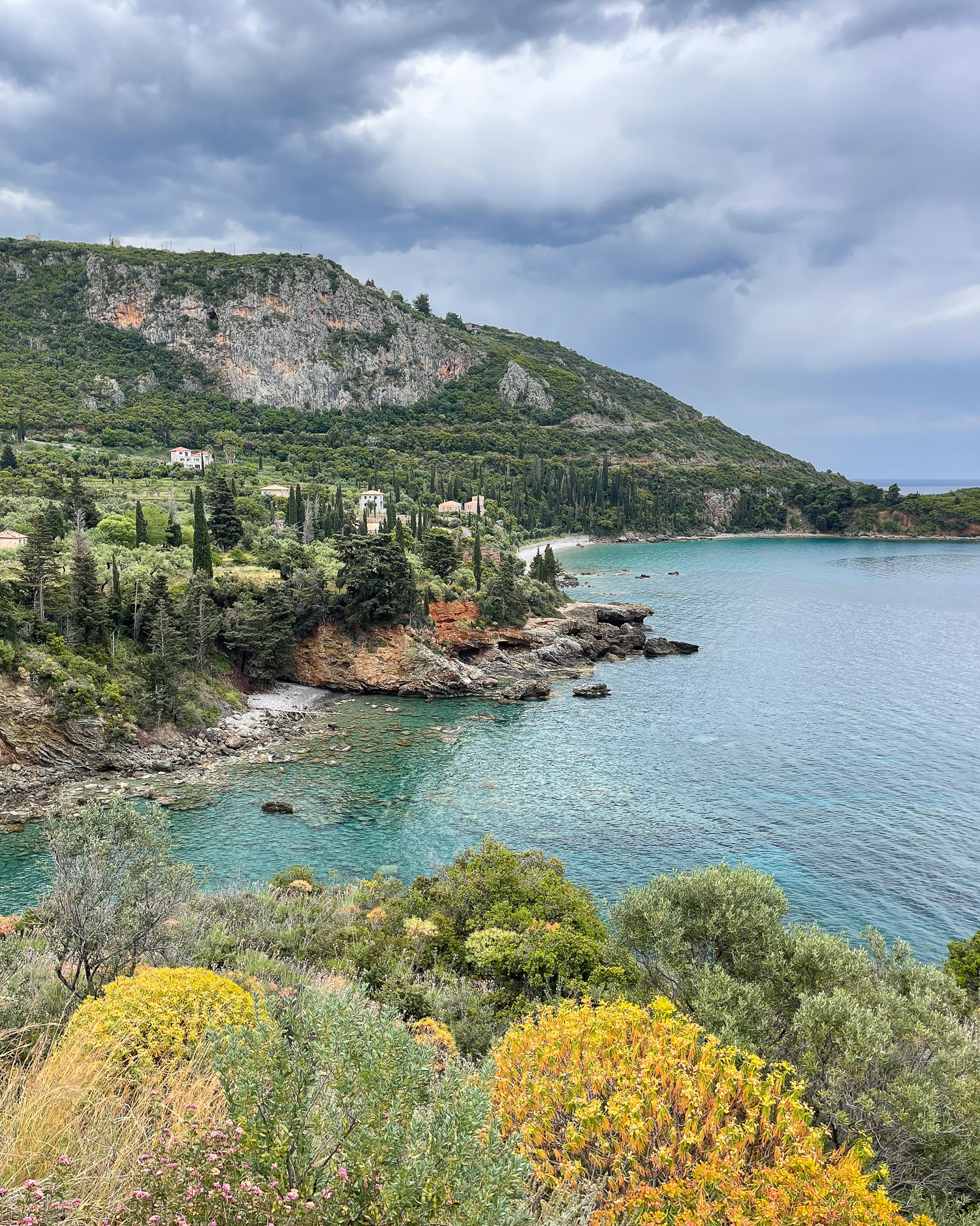 View towards the Patrick Leigh Fermor House Kardamyli Mani Peninsula Greece Photo Heatheronhertravels.com