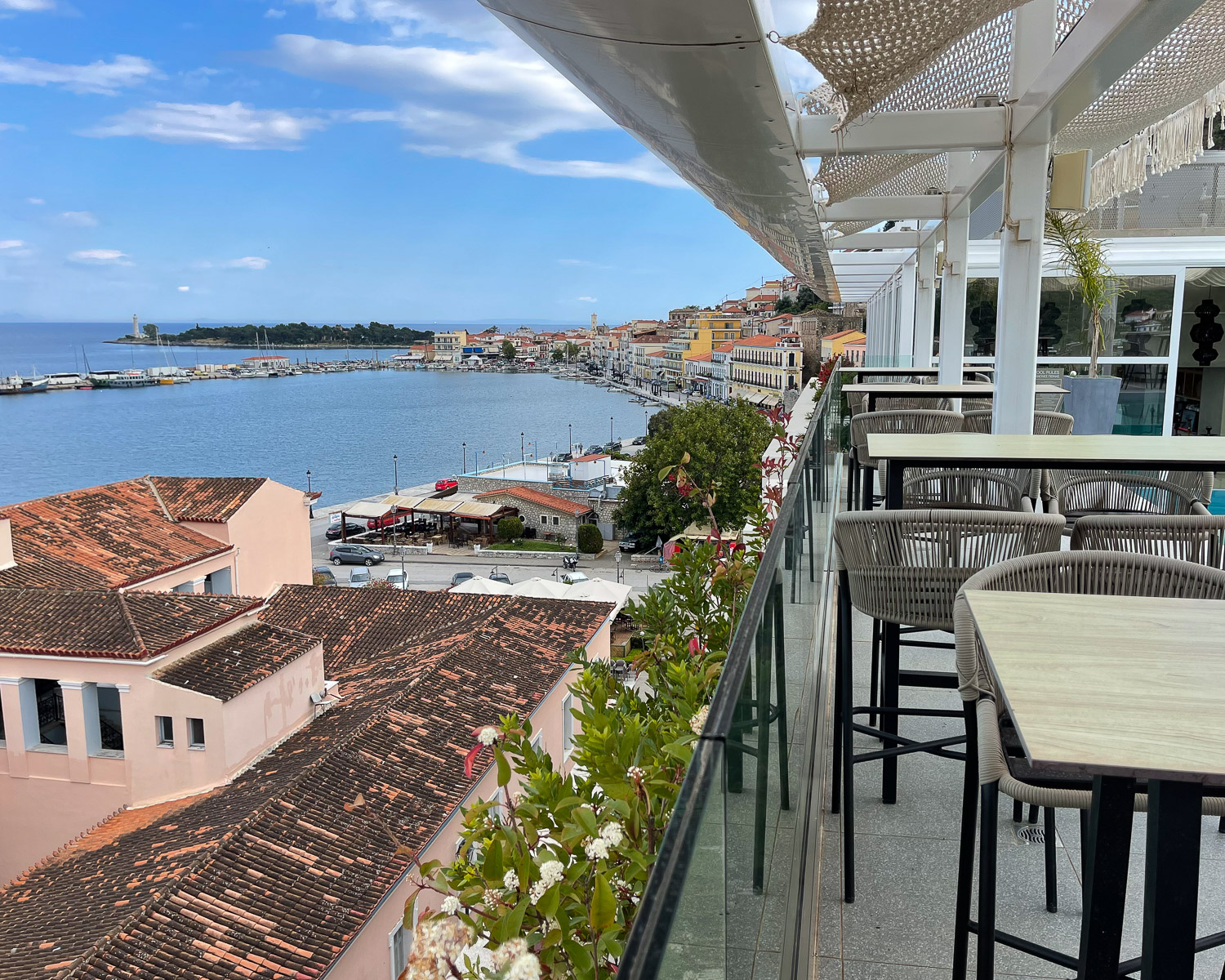 Rooftop Terrace at Las Hotel and Spa Gythio Greece Photo Heatheronhertravels.com