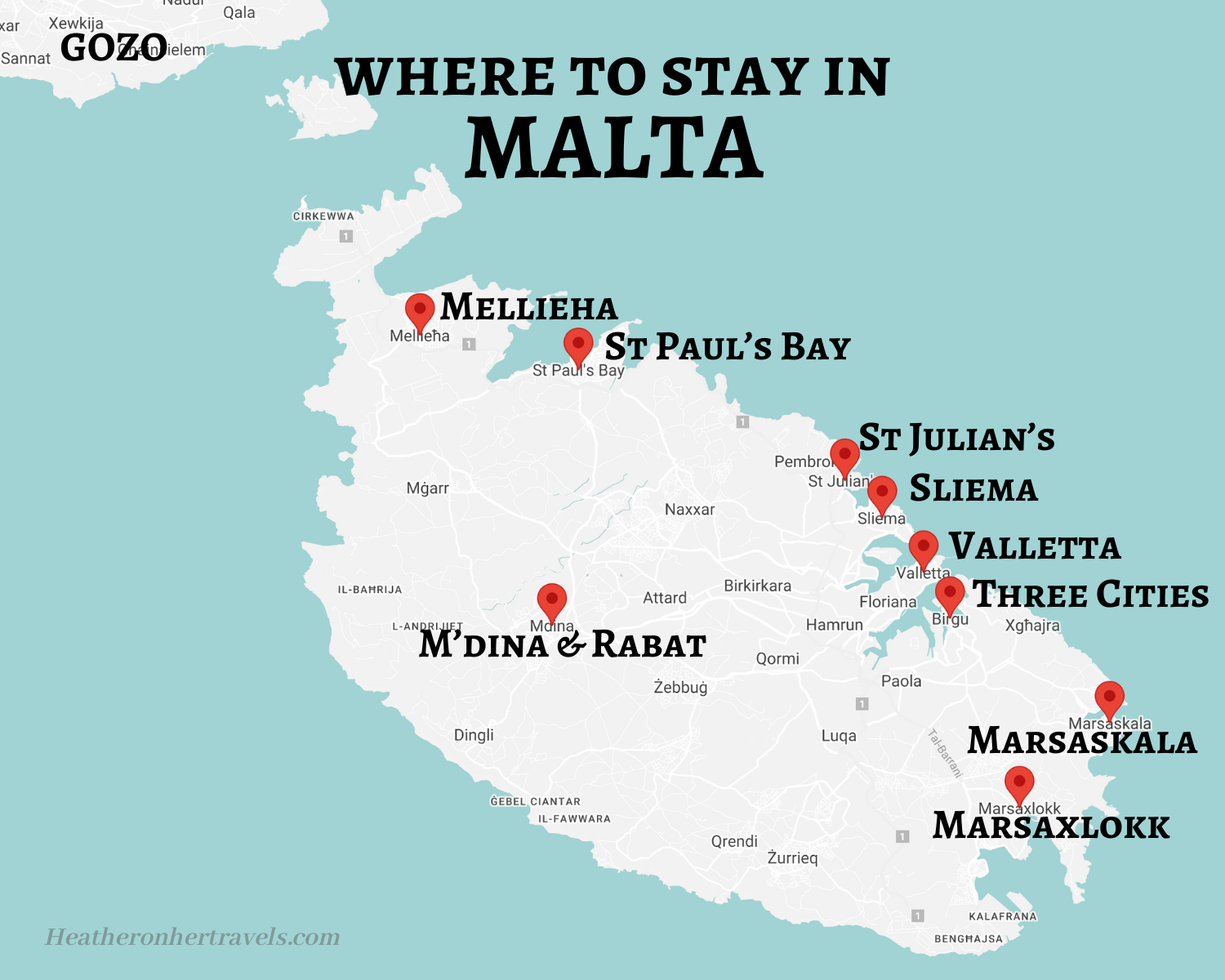 Where to stay Malta Map