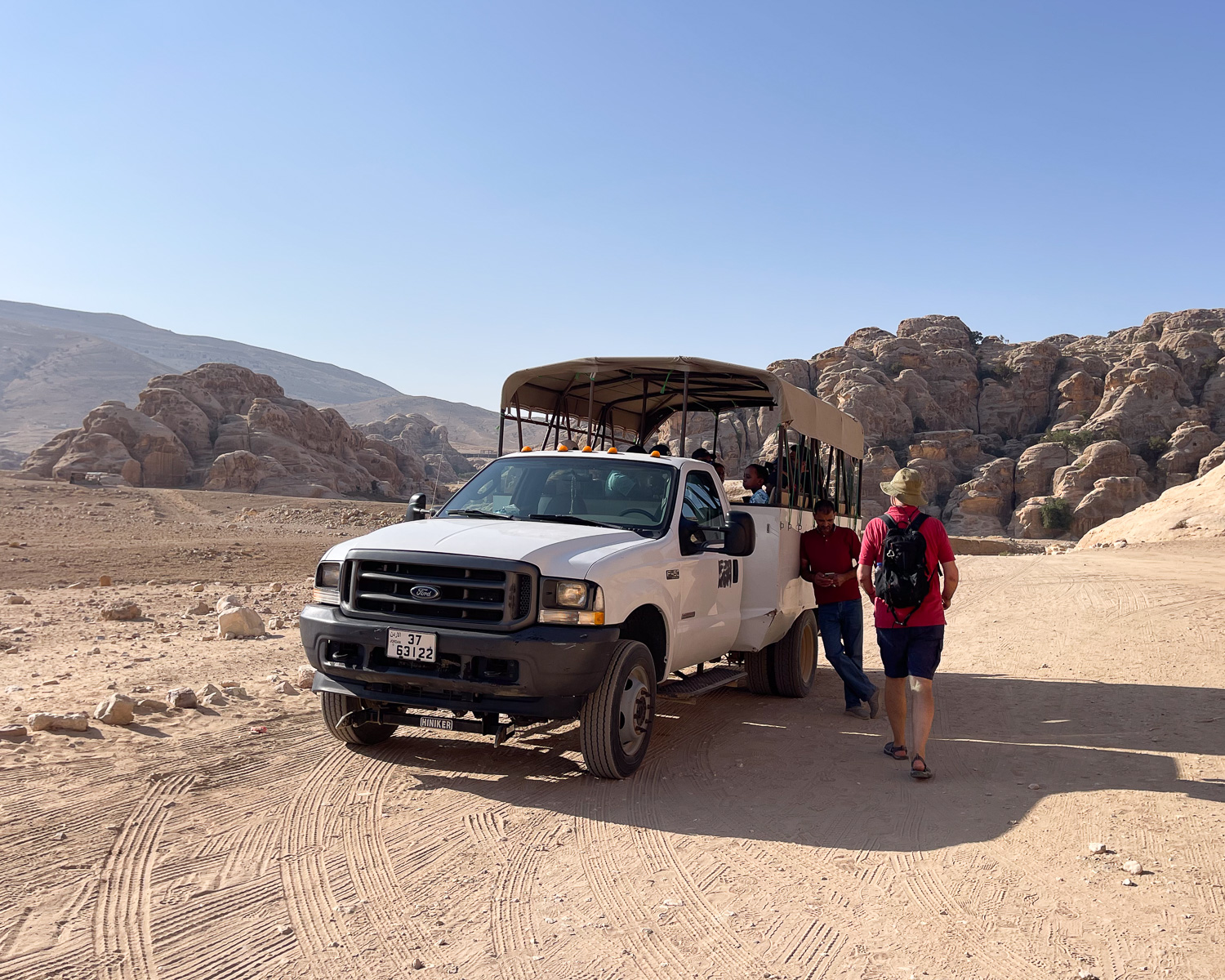 4 wheel drive truck from Little Petra to Monastery hike Photo Heatheronhertravels.com