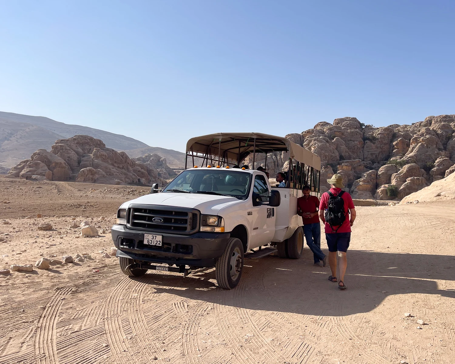 4 wheel drive truck from Little Petra to Monastery hike Photo Heatheronhertravels.com