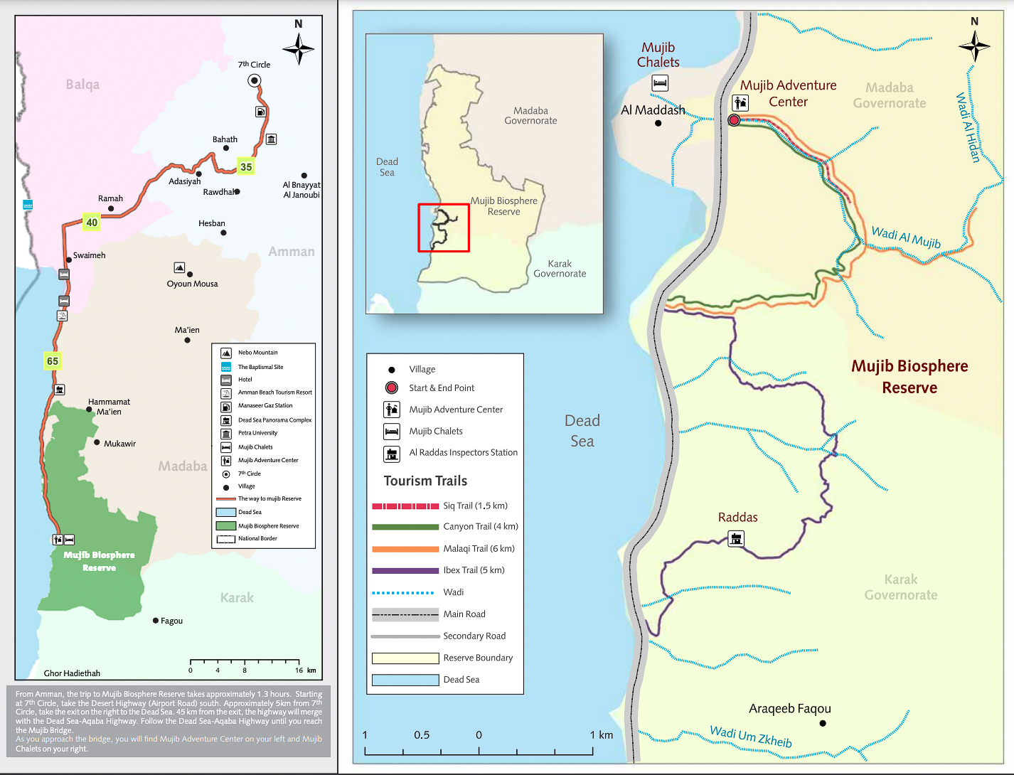 Wadi Mujib map from Wild Jordan Leaflet