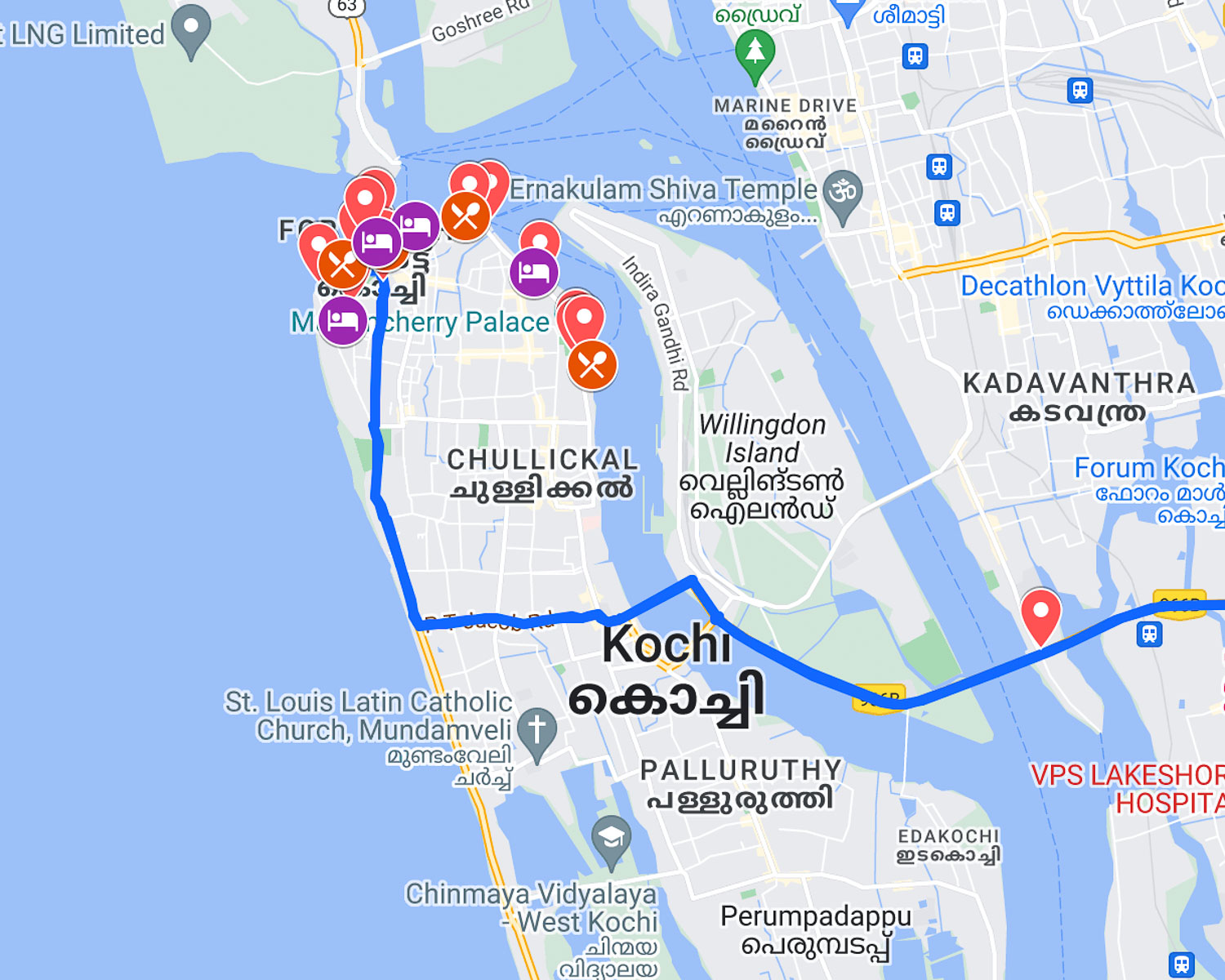 Map of Things to do in Kochi India Heatheronhertravels.com