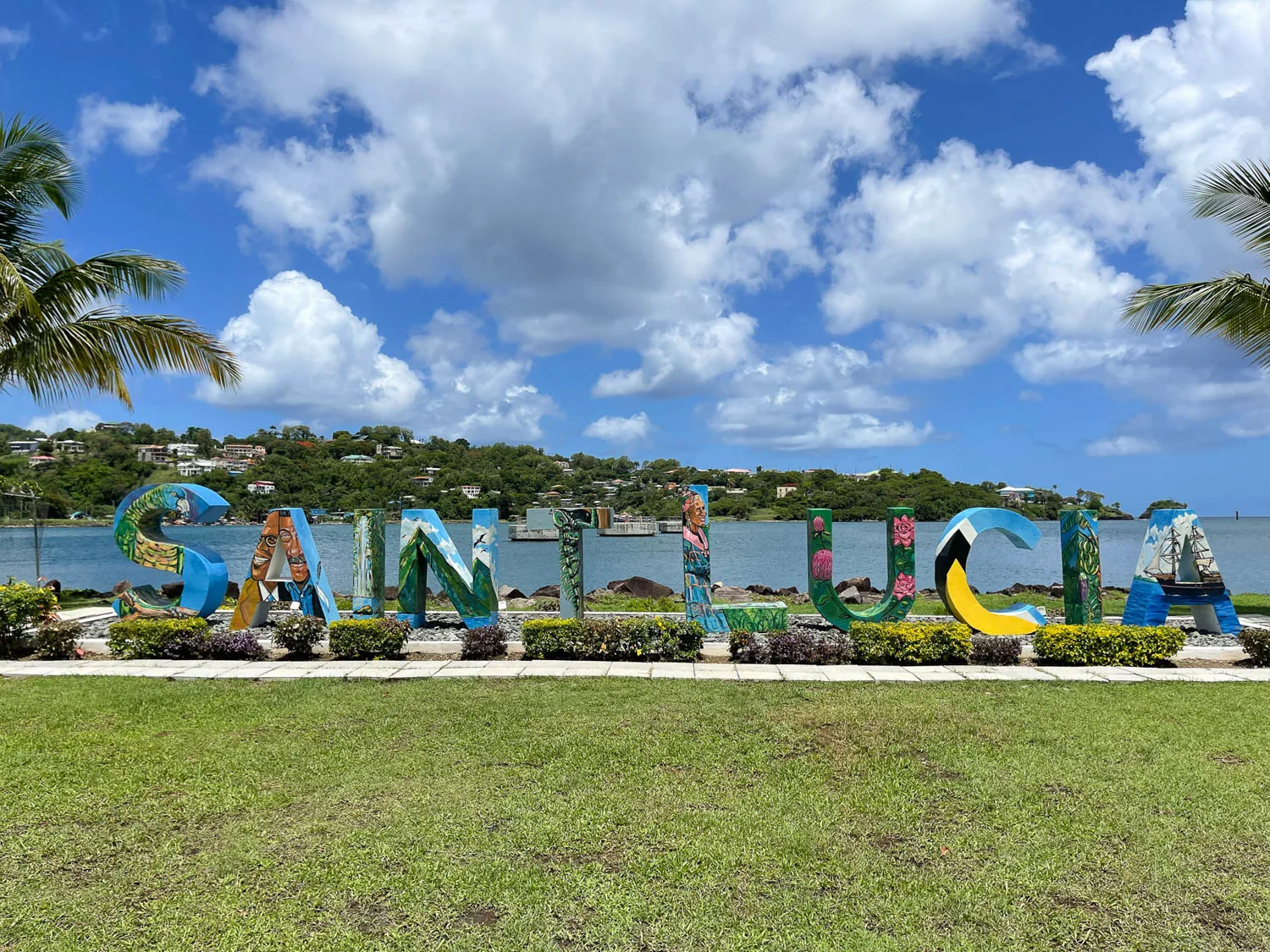 Saint Lucia sign by Sakey at Point Seraphine Castries Photo Heatheronhertravels.com