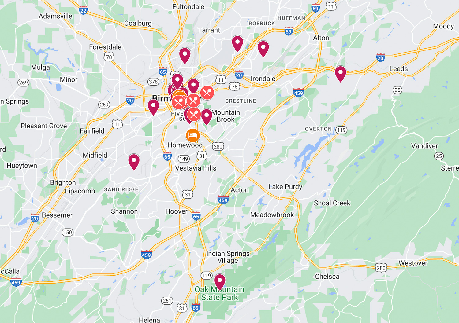 Map of Birmingham Alabama Heatheronhertravels.com
